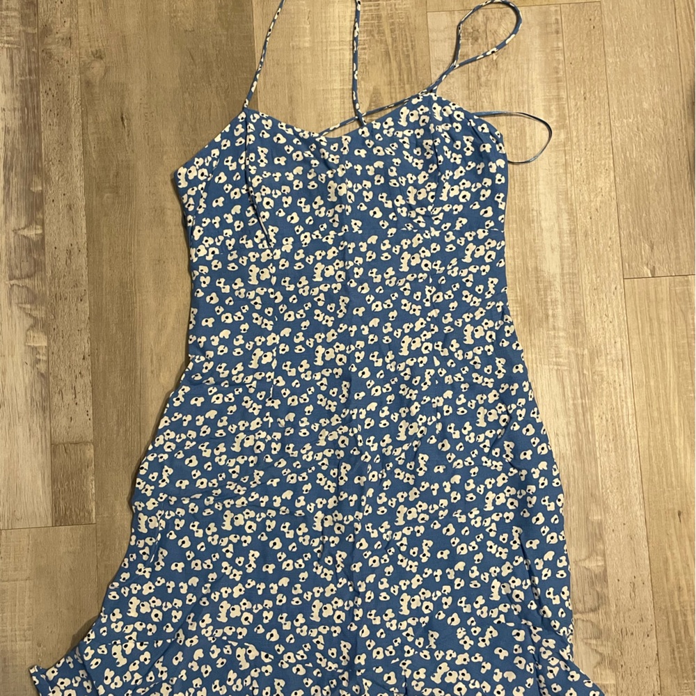 ZARA blue floral mini dress
